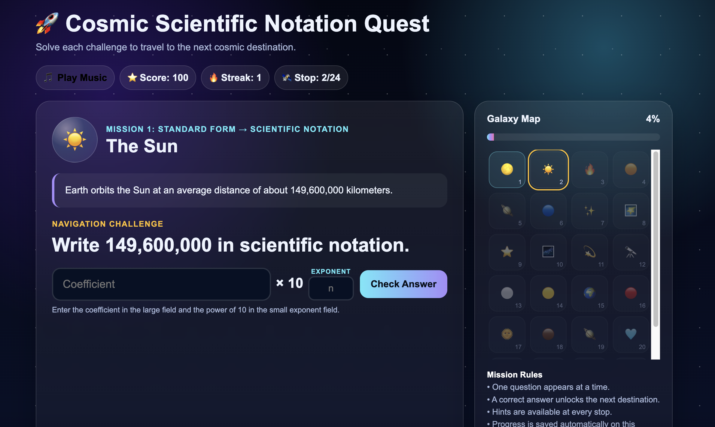 Rocket Man - Scientific Notation to the Stars